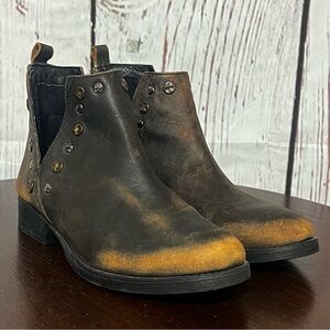 Musse & Cloud Distressed Leather Ankle Studded Moto Ankle Boots 7